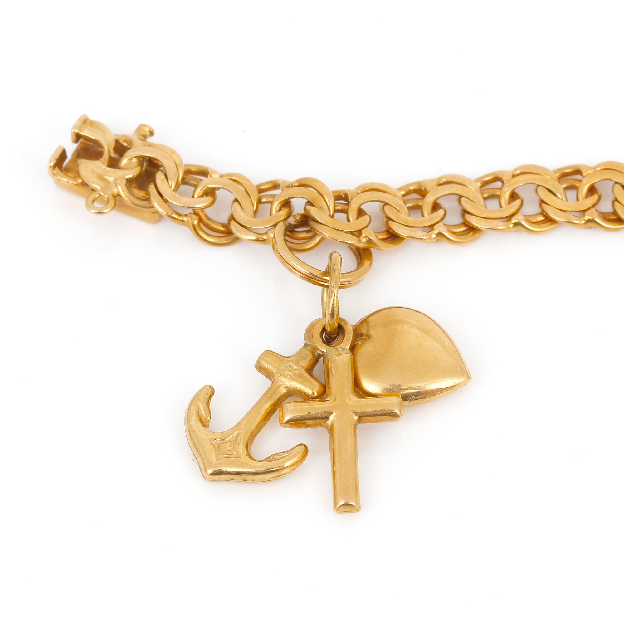 ARMBAND med BERLOCKER, 18 k guld, 1+3 st. Vikt ca 10,5 cm.