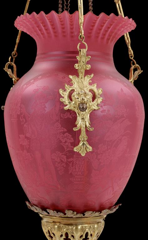 TAKLAMPA, sk Månskenslampa, 1800-talets slut.H ca46/71.