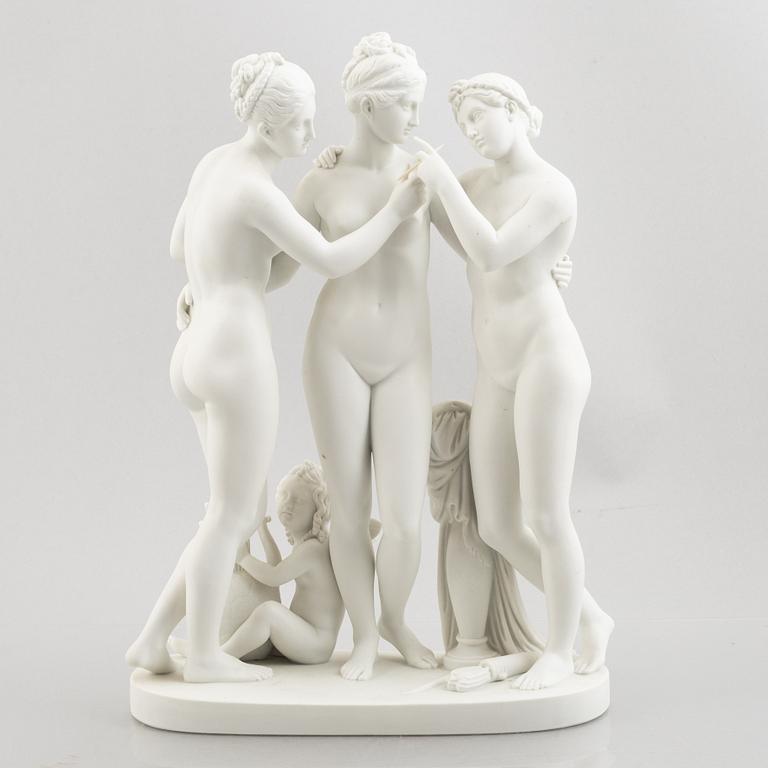 Bertel Thorvaldsen, after. Figure group, parian, "The Three Graces", Royal Copenhagen, Denmark.
