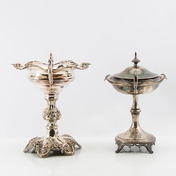 Sugar bowls 2 pcs, silver plate, early 20th century.