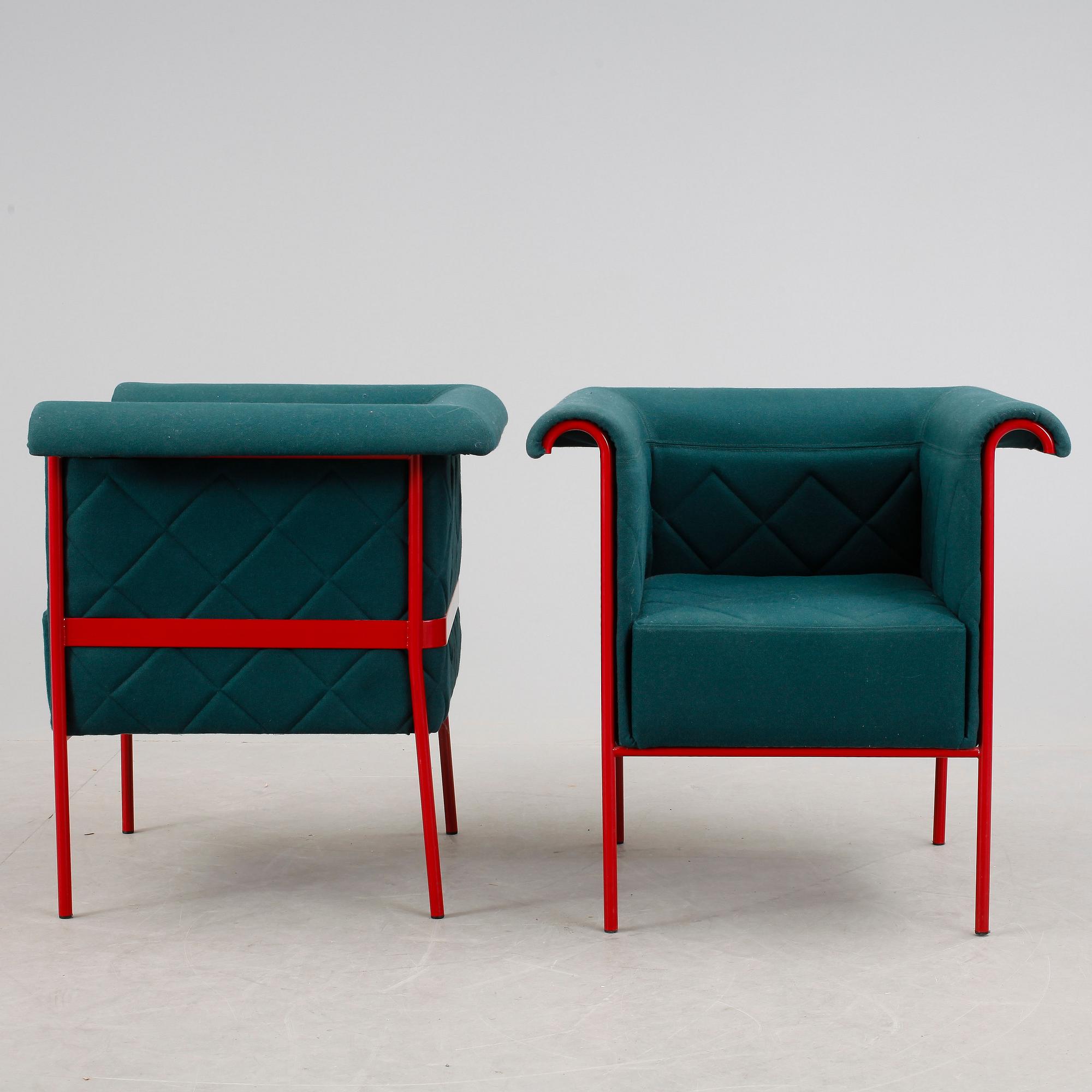 FÅTÖLJER, ett par. Design Thomas Sandell.