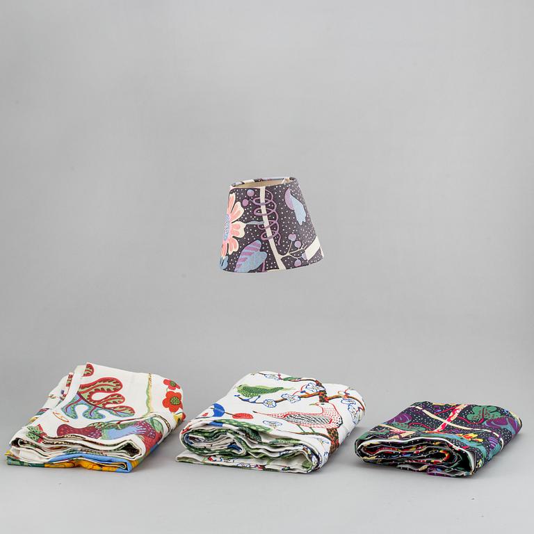 SVENSKT TENN, two valances, three pieces of gores and one lamp-shade.