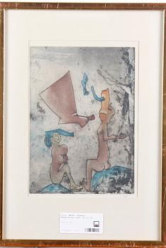 Roberto Matta · MATTA, ROBERTO. Färgetsning, sign. Nr 61/100.