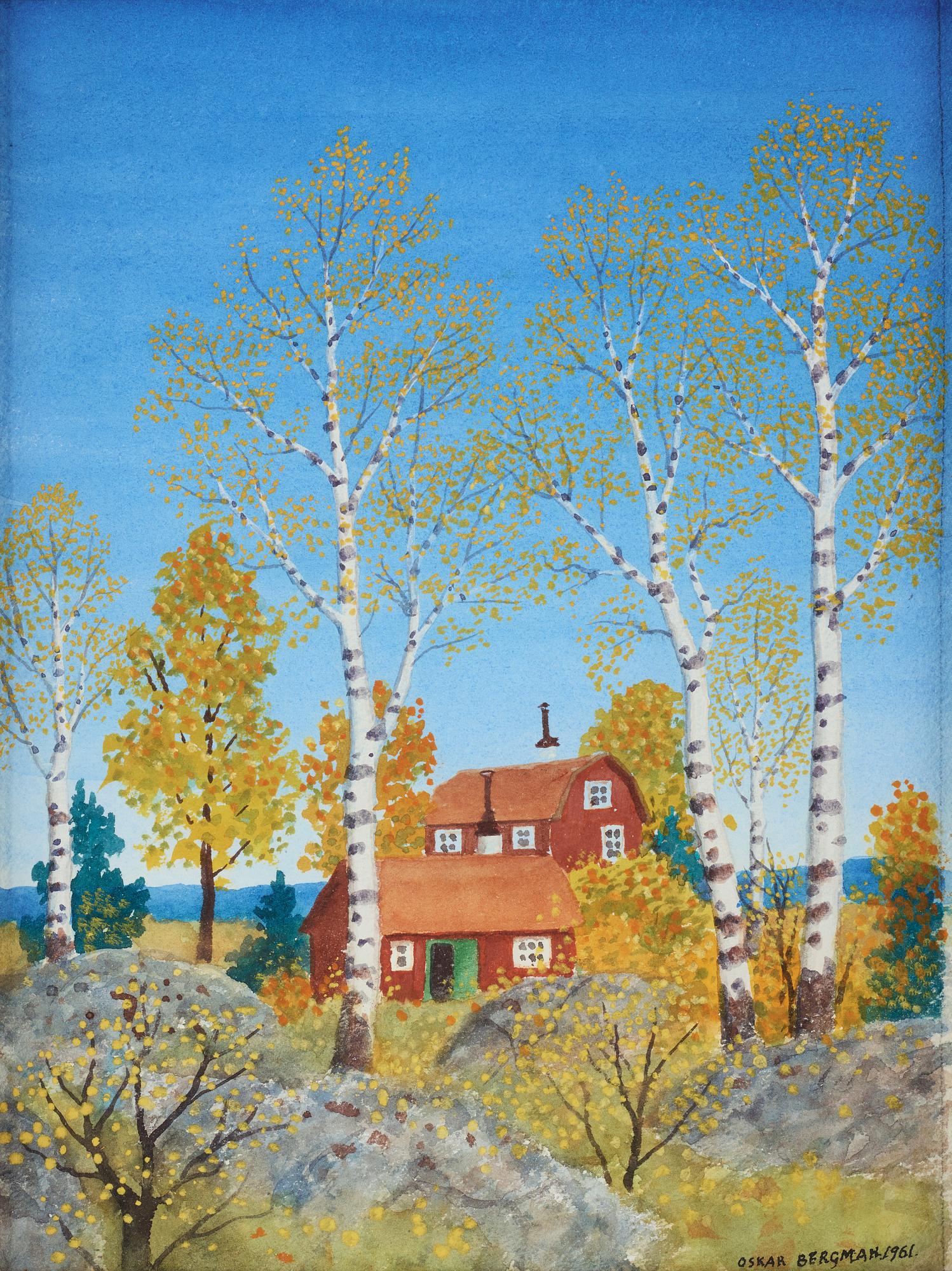 Oskar Bergman, watercolor, signed and dated 1961.