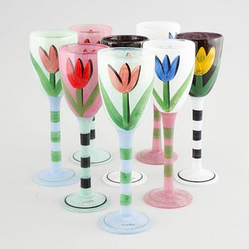 SERVISDELAR, 24 st, glas, "Tulipa", Ulrica Hydman-Vallien, Kosta Boda. sent 1900-tal.