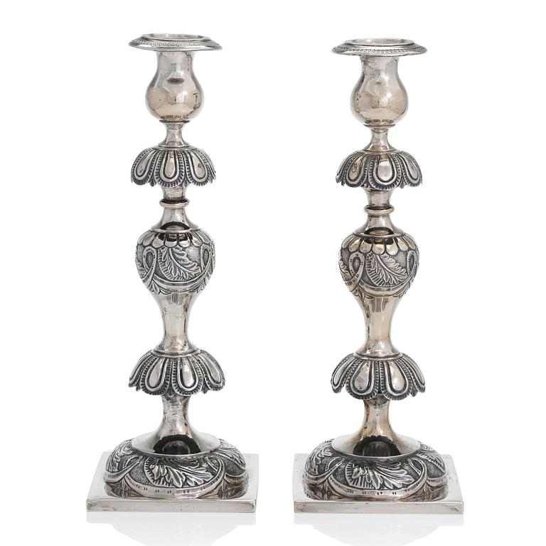 Jan Pogorzelski, ljusstakar, ett par, silver, Warszawa, 1865.