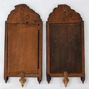 A pair of late baroque style mirror sconces, 19th century.