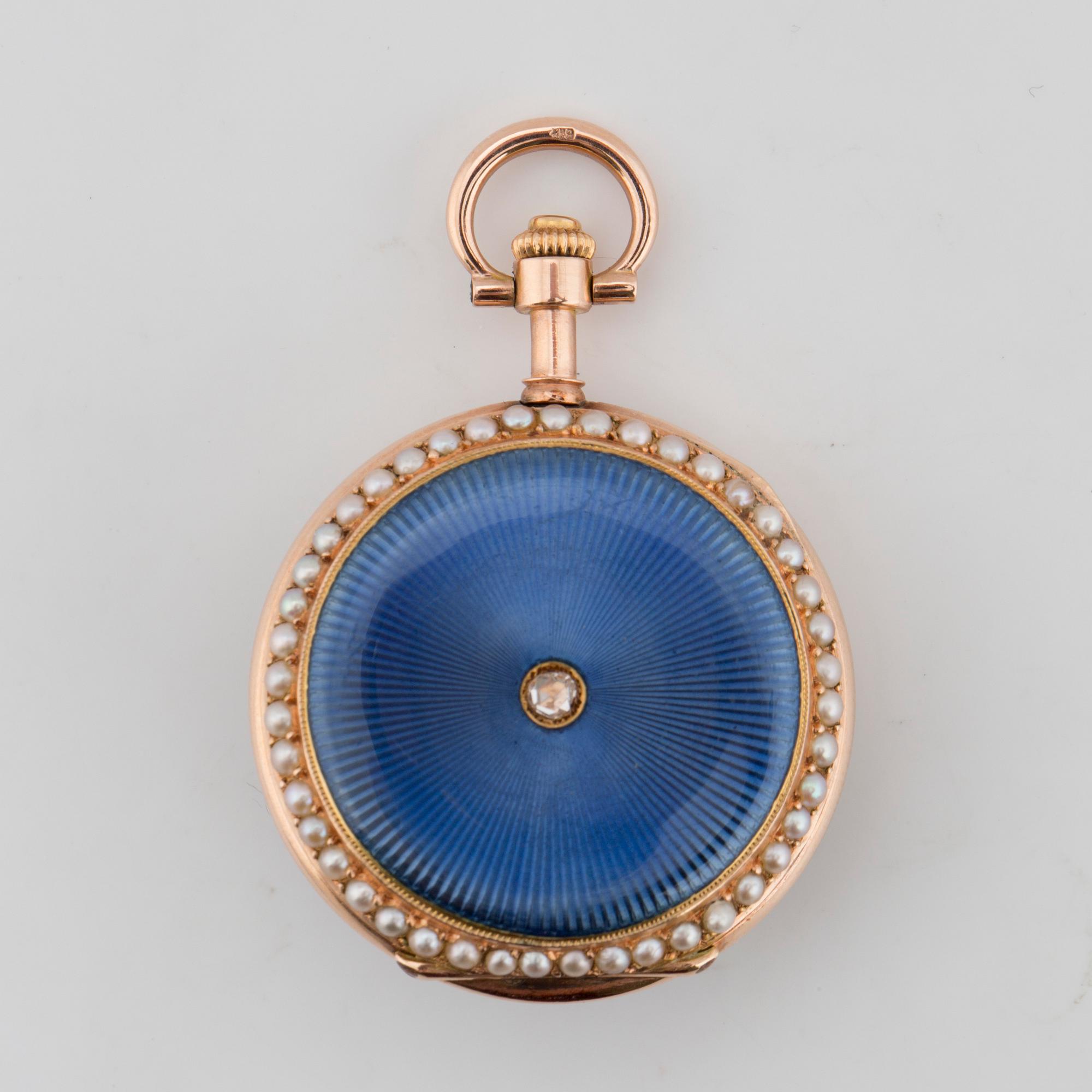 POCKET WATCH, with pearls and diamonds.