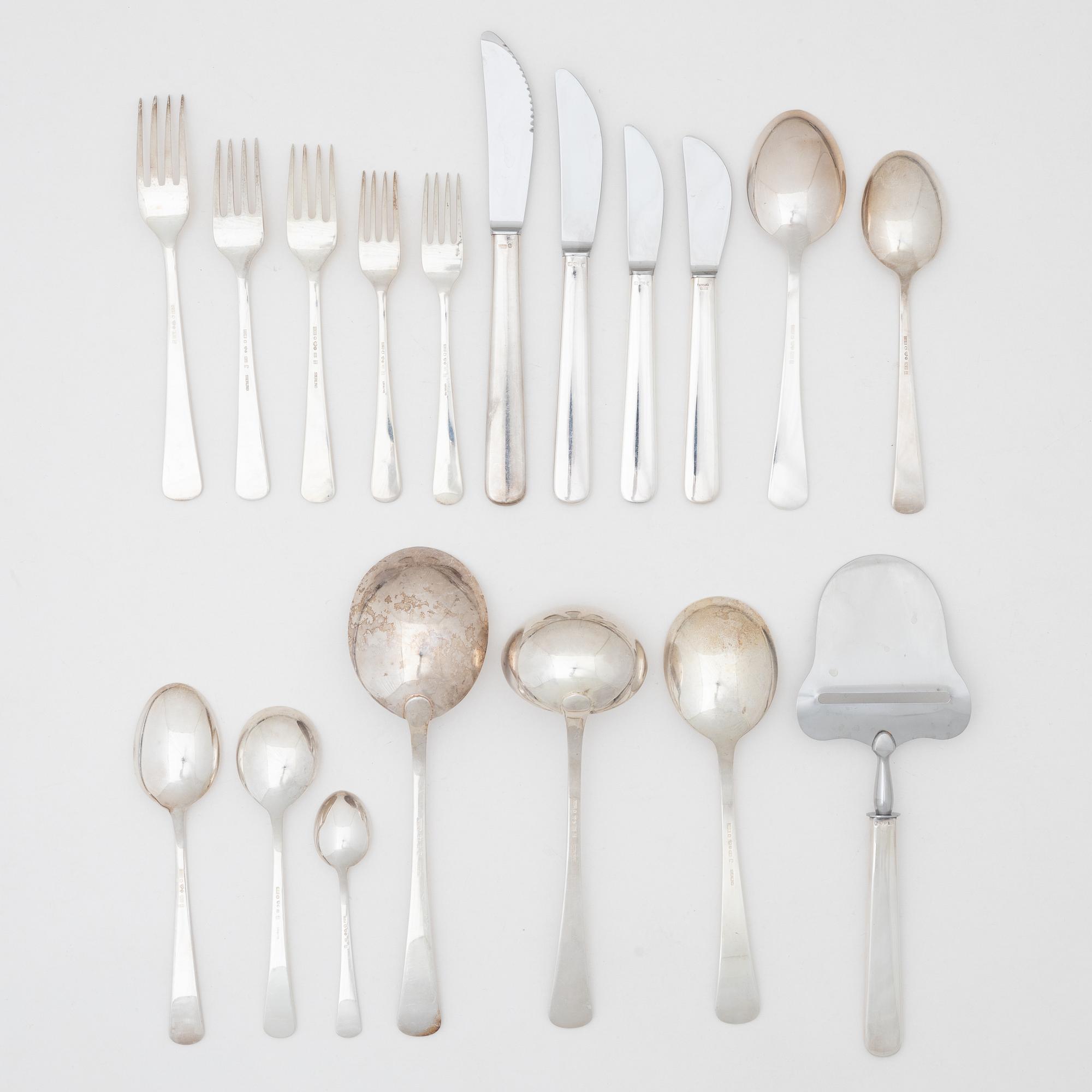 A Swedish silver cutlery, 'Excellens', including with mark of CG Hallberg, Stockholm 1959 (132 pieces).