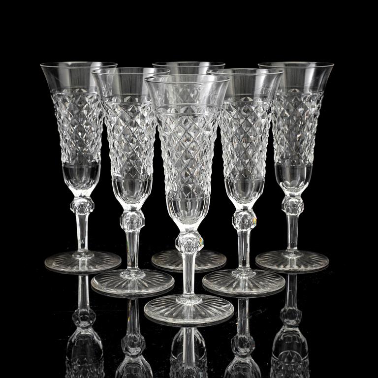 A set of six champagne glasses, first half of the 20th century.