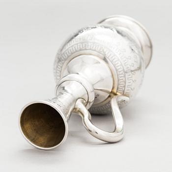 A silver carafe, maker's mark of Vasili Ivanovich Ivanov, assay master Lev Fedorovich Oleks, Moscow, 1894.