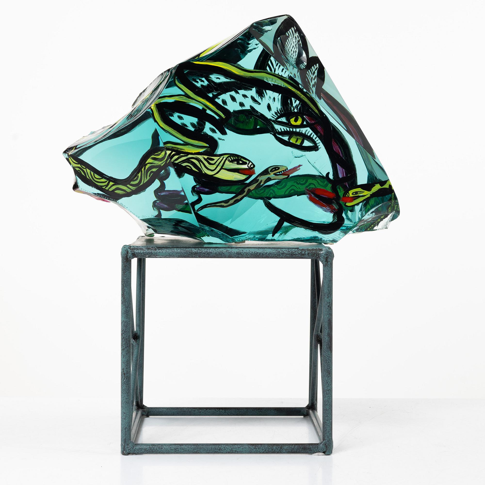 Ulrica Hydman-Vallien, a unique glass sculpture, Kosta Boda, Sweden, signed.