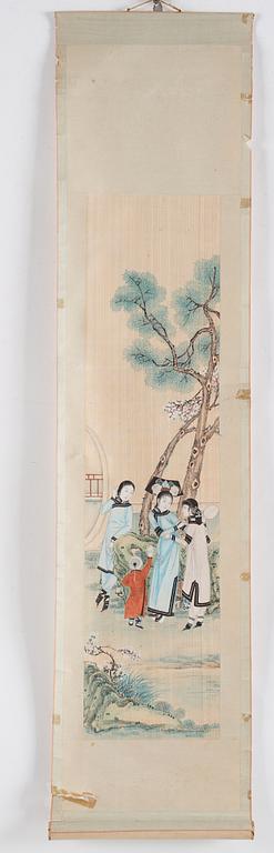 A Chinese painting by anonymous artist, ink and colour on silk, late Qing dynasty.