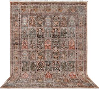 A silk Kashmir carpet, approx. 327 x 243 cm.