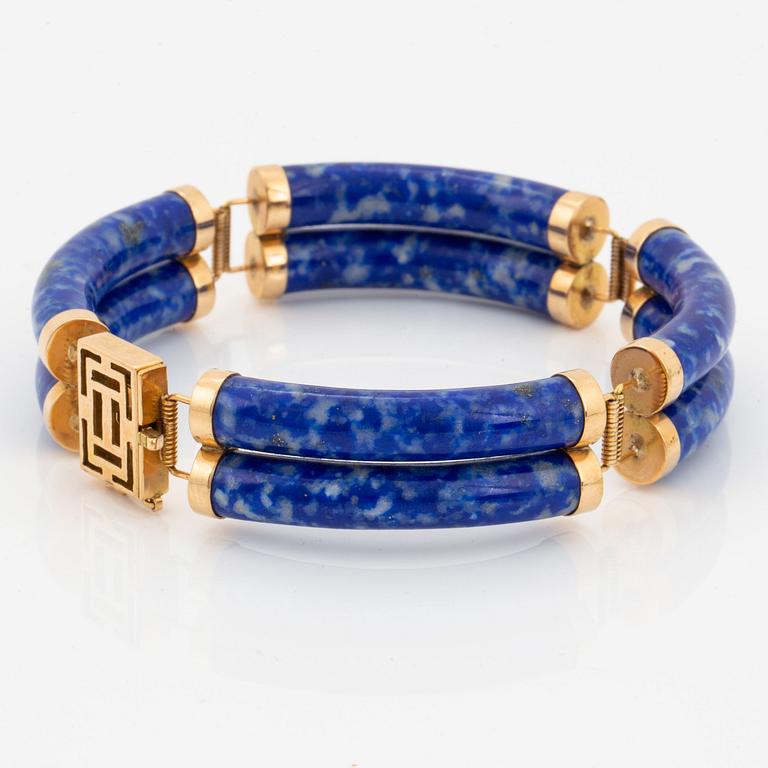 14K gold and lapis lazuli bracelet.