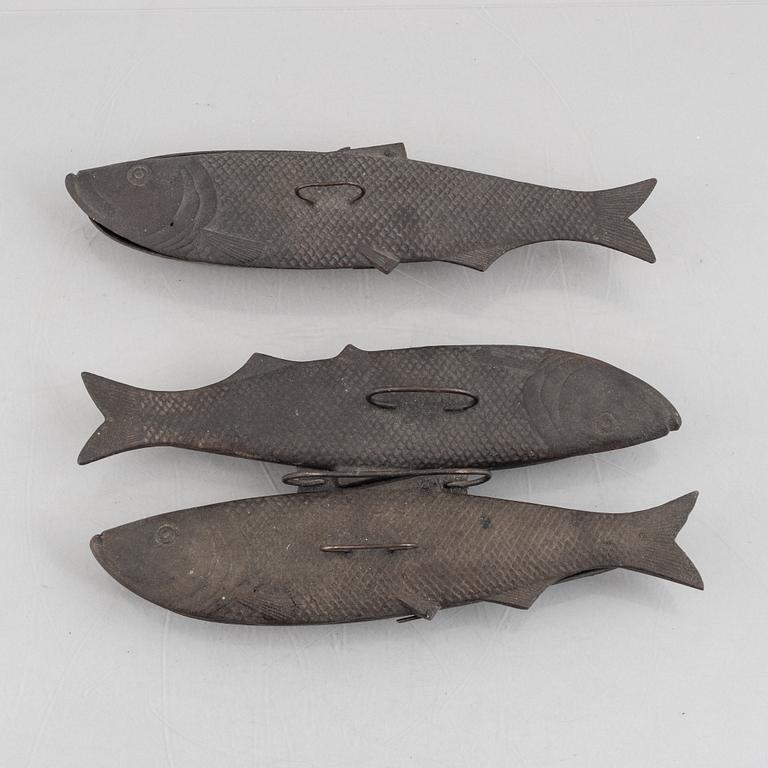 Fish moulds, 2 pcs, cast iron, Arbrå, second half of the 20th century.