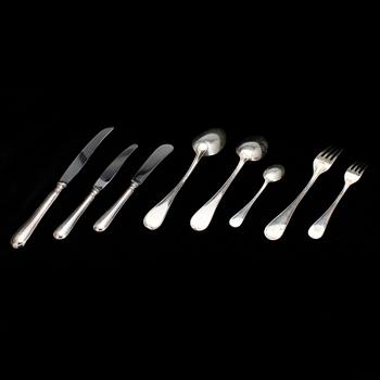 BESTICKSERVIS, 62 delar, silver, "Gammal svensk", bland annat GAB, Stockholm, 1960. Vikt 1466 gram exklusive knivar.