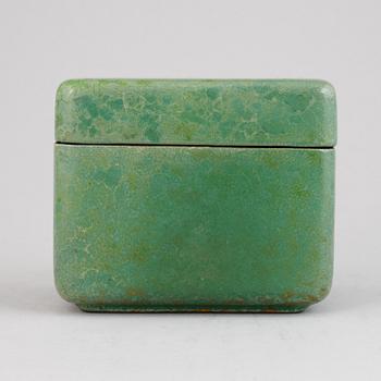 Hans Hedberg, a glazed ceramic lidded box, Biot, France, signed Hbg.