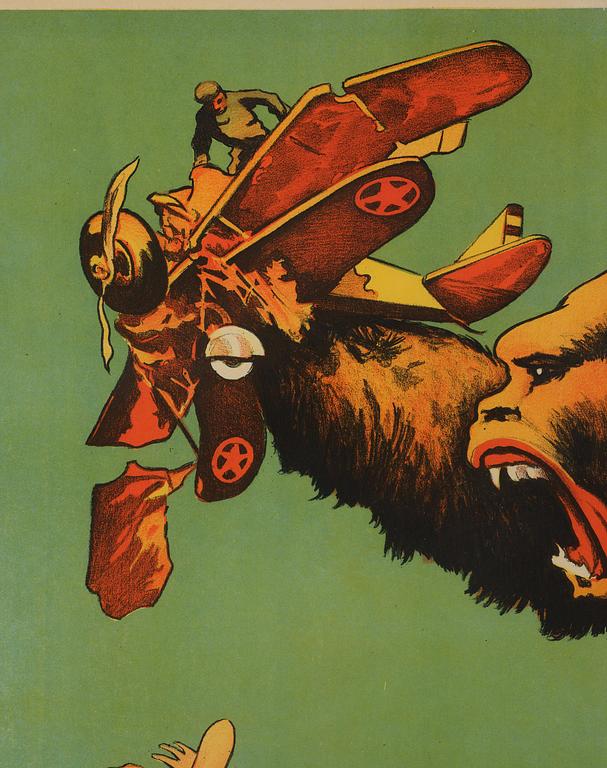 MOVIE POSTER, "King Kong", J Olséns Litografiska Anstalt, Stockholm, 1933.