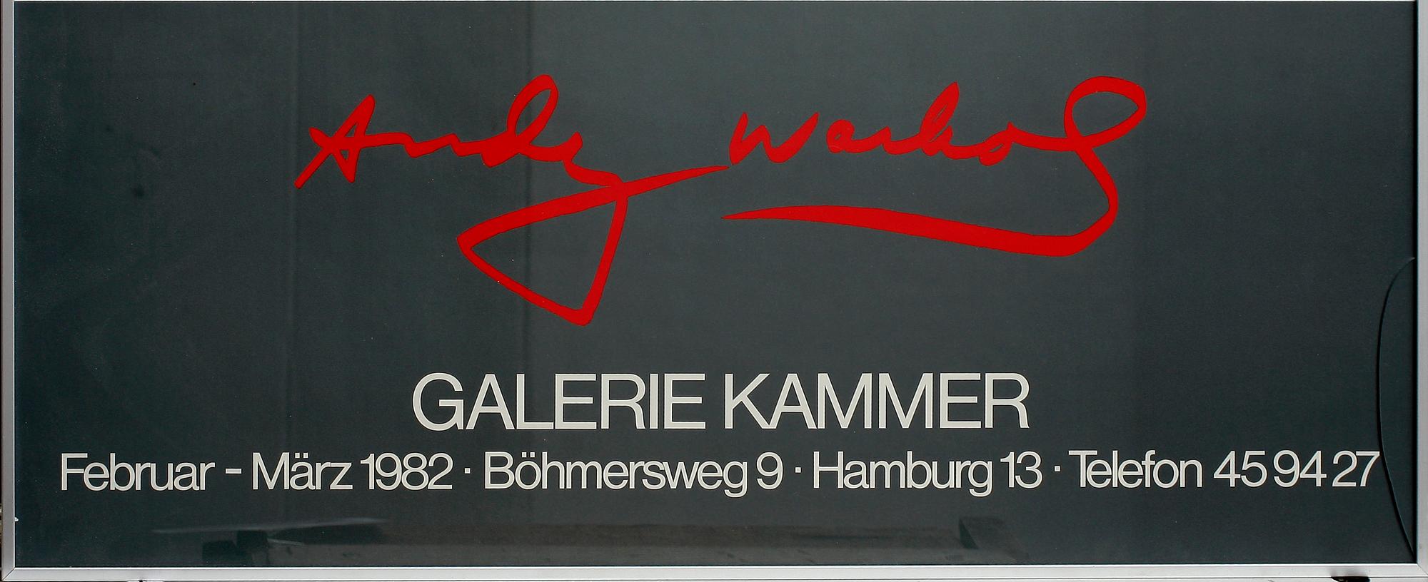 ANDY WARHOL, utställningsaffisch, Galerie Kammer, Hamburg, 1981.