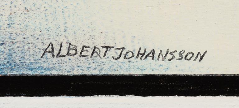 Albert Johansson, olja på pannå, signerad. Daterad 1979 a tergo.