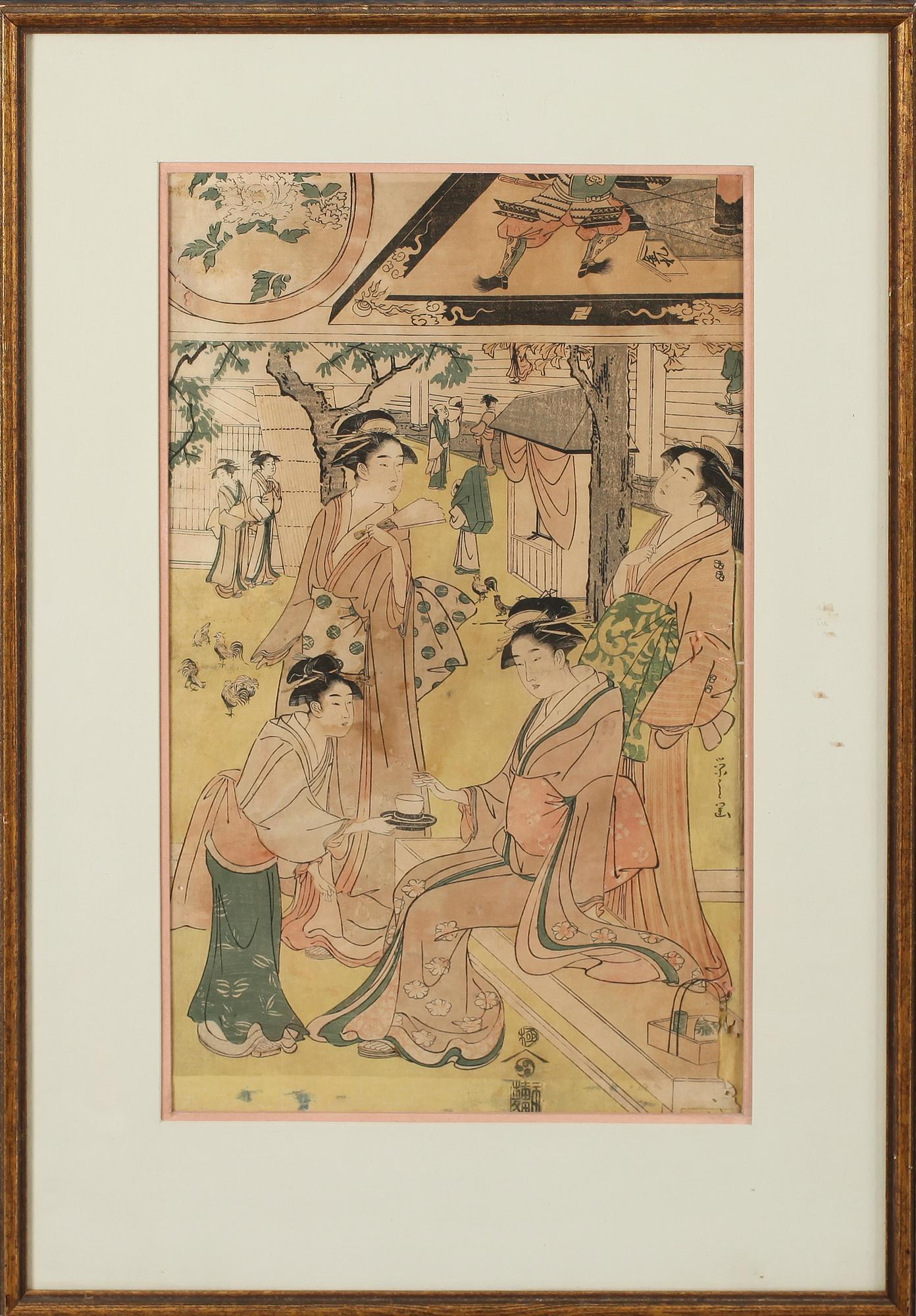 OKÄND KONSTNÄR, träsnitt, Japan, signerad, 1800-tal.