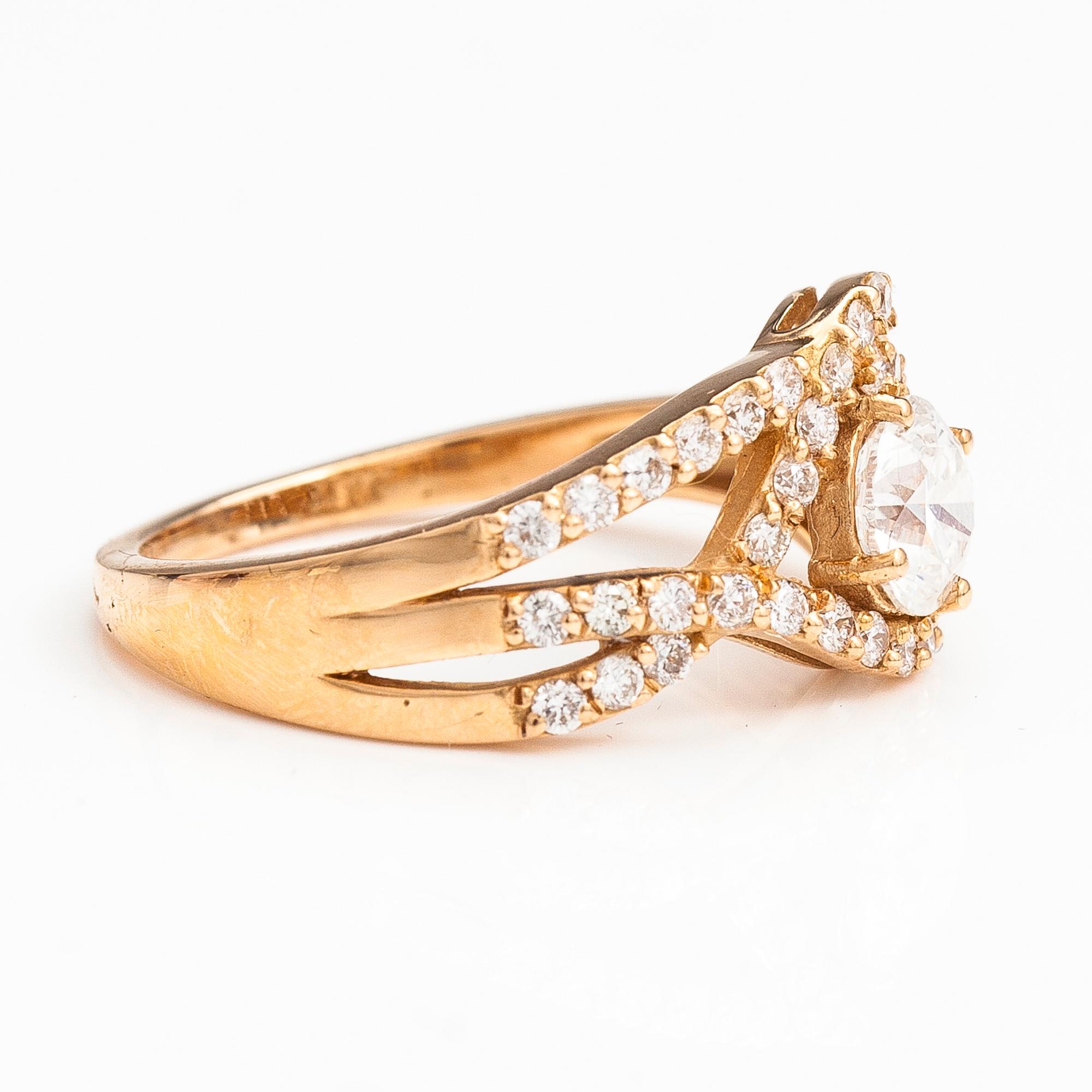 SORMUS, 14K kultaa, briljanttihiottuja timantteja n. 1.31 ct yht.