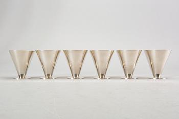 Wiwen Nilsson, six silver cocktail cups, Lund 1974.