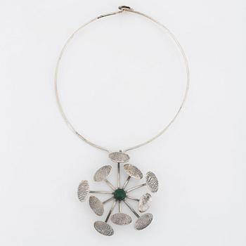 Collier silver med malakit,  Brødrene Bjerring Denmark.