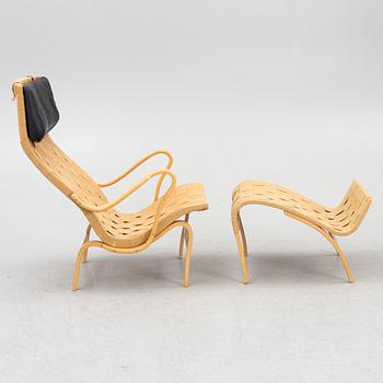 Bruno Mathsson, fåtölj med fotpall, "Pernilla", DUX.