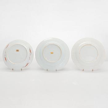 Nine Chinese porcelain dishes, Qing dynasty,  18th century and early 19th century.