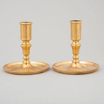 CANDLESTICKS, a pair, brass, ca 1800.