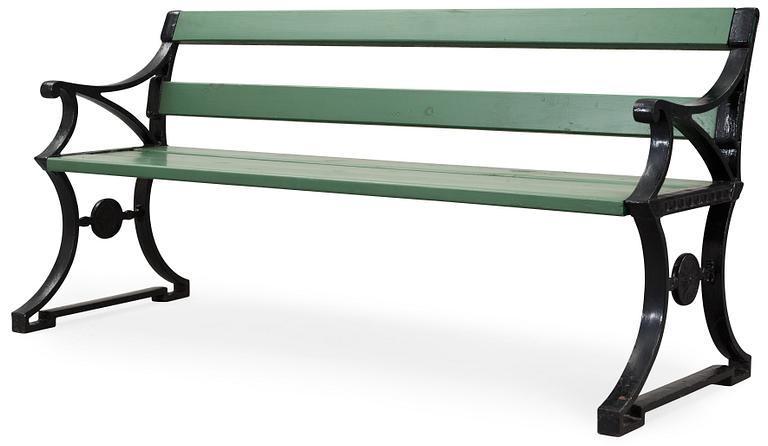 A Folke Bensow cast iron park sofa, 'Trädgårdsmöbeln Näfveqvarn n:r 3', Näfveqvarn, Sweden.