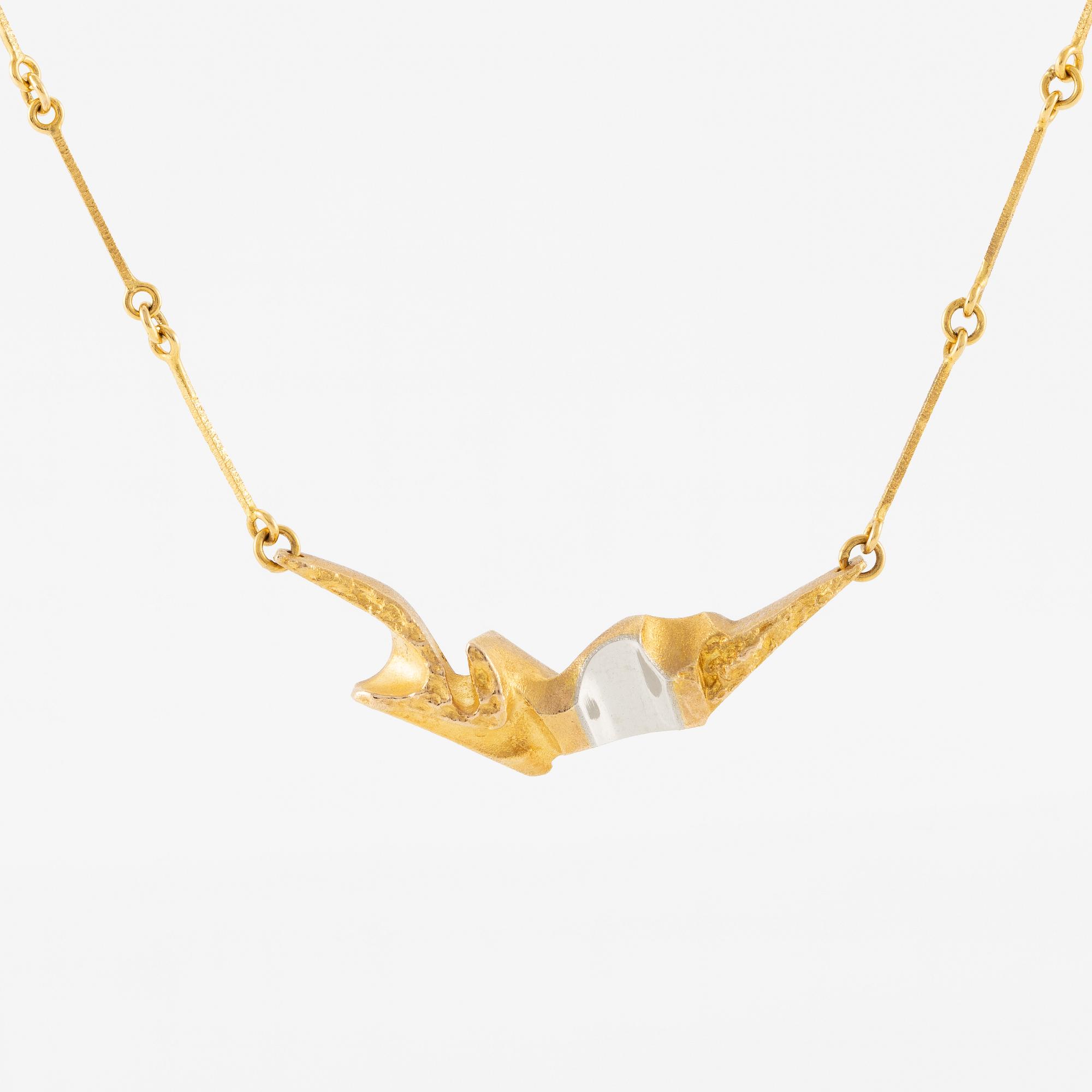 Björn Weckström, necklace 14K gold and platinum, for Lapponia Finland 1988.