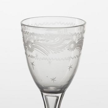 A pair of engraves Swedish glasses, circa 1800.