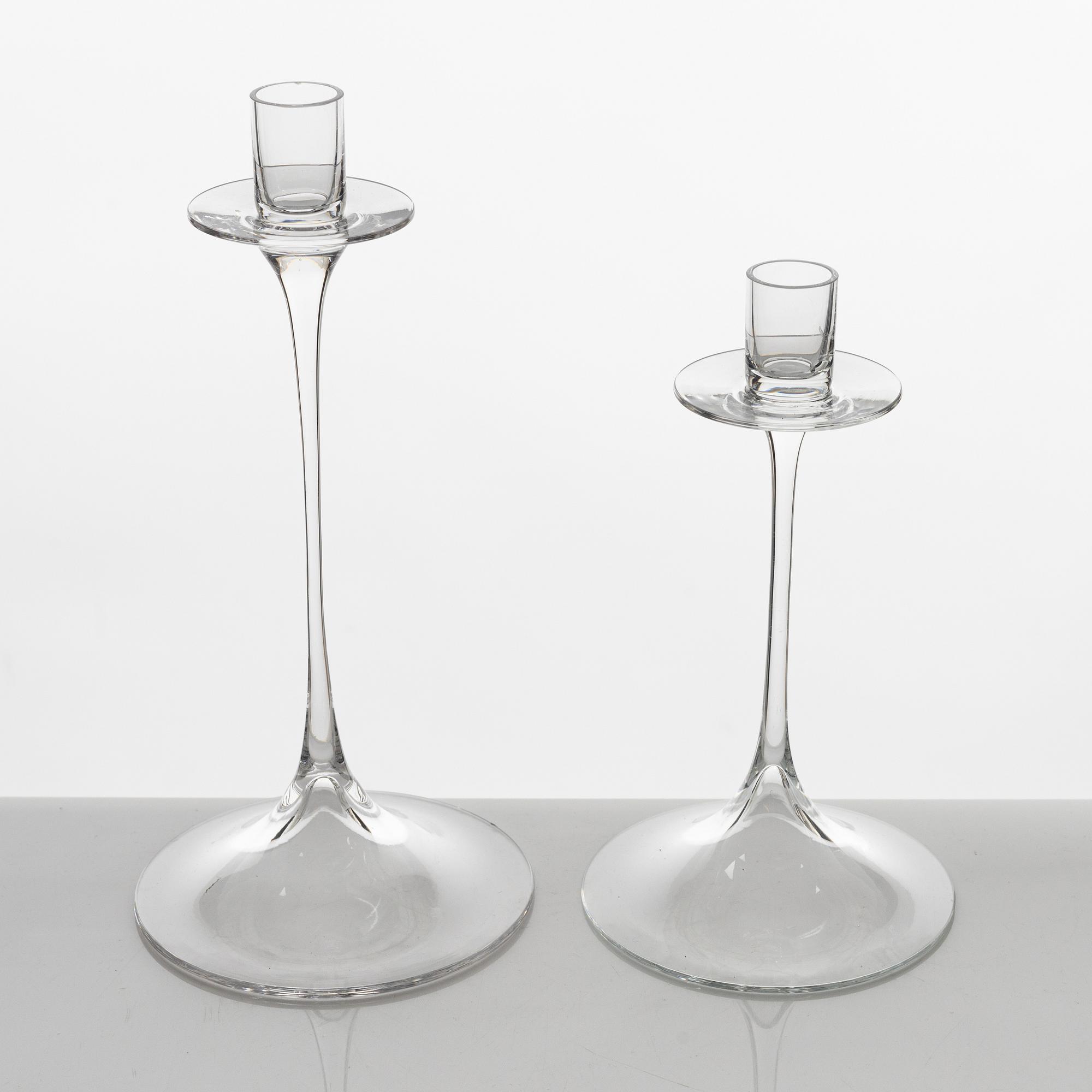 Nils Landberg, ljusstakar, 5 st, glas, Orrefors.