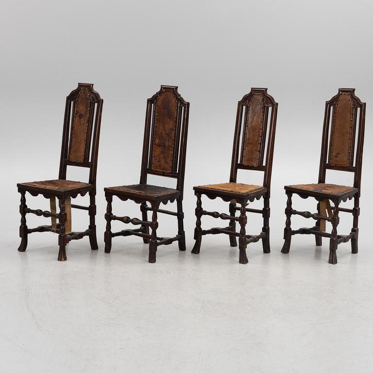 A set of four Baroque chairs, early 18th Century.