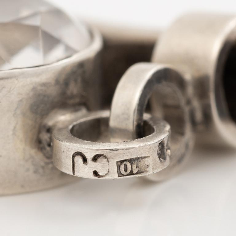 Cecilia Johansson, Necklace with pendant, silver and rock crystal.