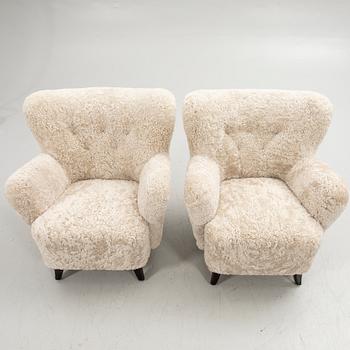 Ilmari Lappalainen, Armchairs, a pair, "Laila", Asko, Finland, 1940s/50s.