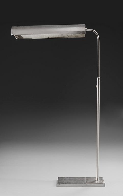 An Uno Åhrén white metal floor lamp, Svenskt Tenn, early 1930's.