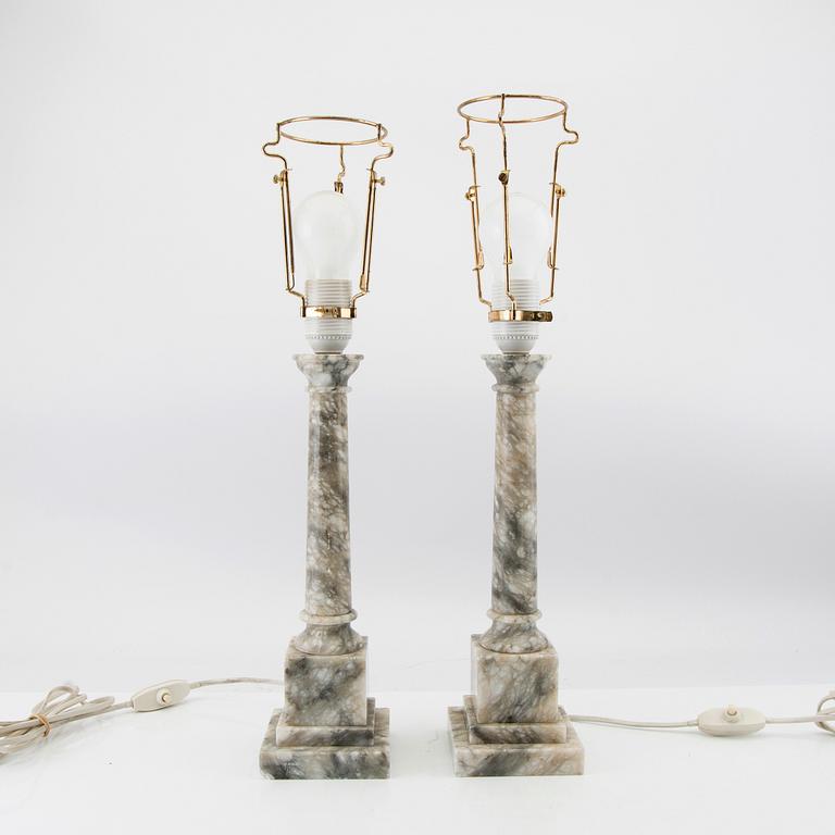 Table lamps 1 pair, late 20th century marble.