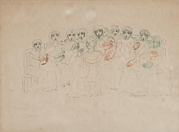 Carl Fredrik Hill, "Kvinnor med duvor i händerna" (Women with doves in their hands).