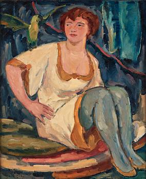 GÖSTA VON HENNIGS, rer" (En Fogeltämjerska), signed G.v.H. and dated 1914, oil on canvas.