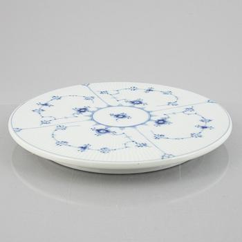 A large 'Blue Fluted Plain' porcelain cake stand, Royal Copenhagen, model 2324, 1985-91.