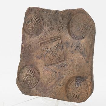 A Swedish platecoin 1/2 daler, 1715.