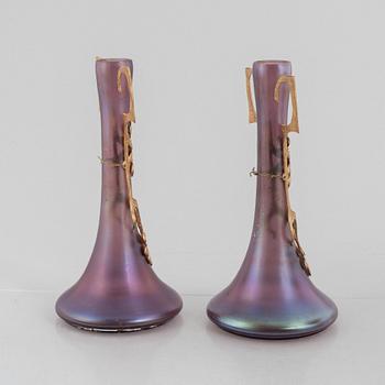 A pair of Art Nouveau glass vases, early 20th Century.
