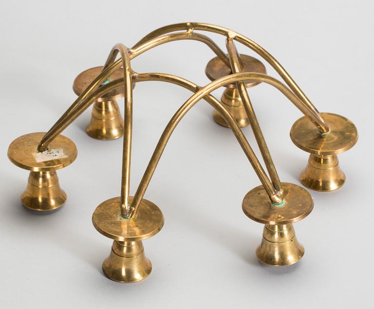 LJUSSTAKE/KANDELABER, mässing, 1900-talets mitt/andra hälft.