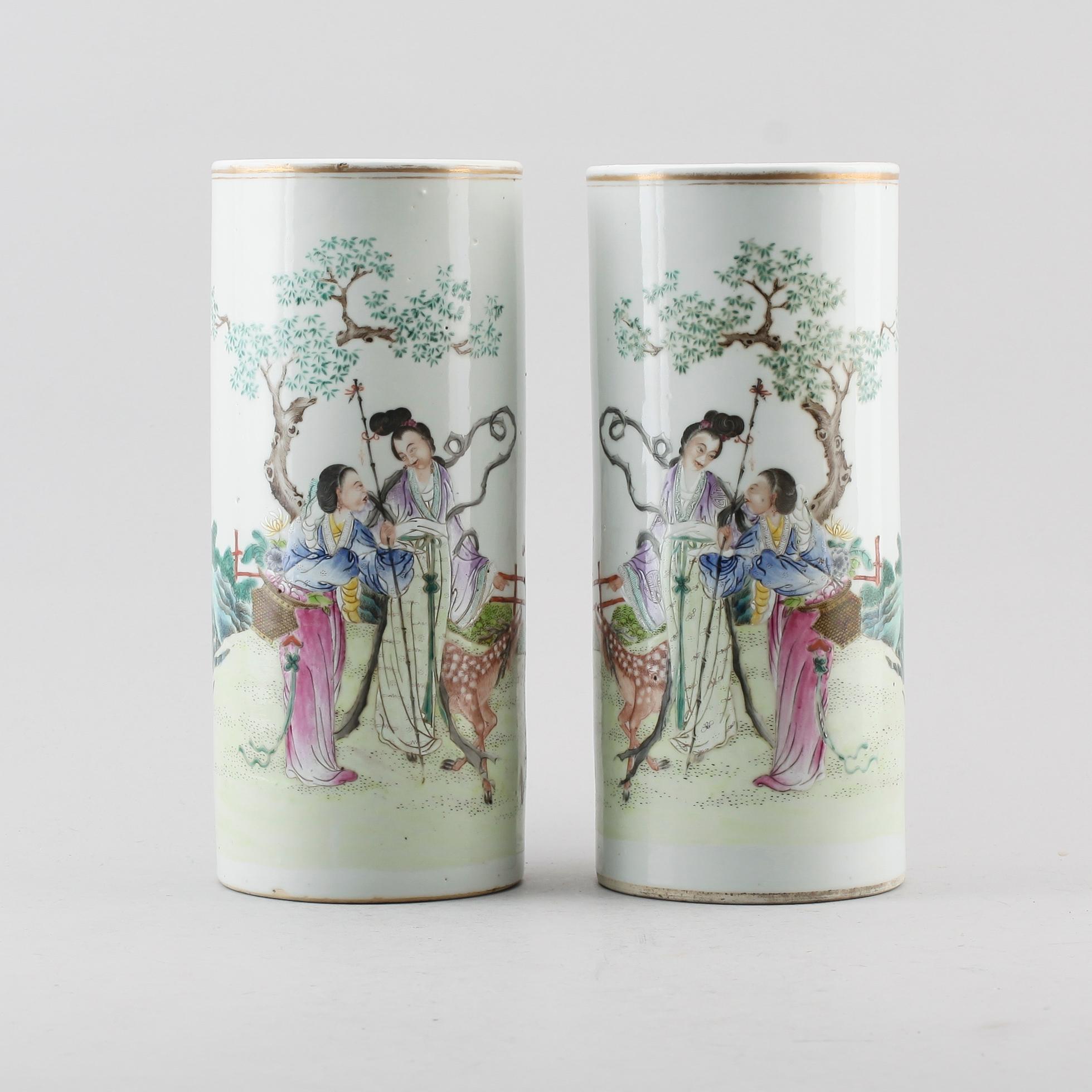 VASER, 1 par, porslin, Kina, 1900-tal.