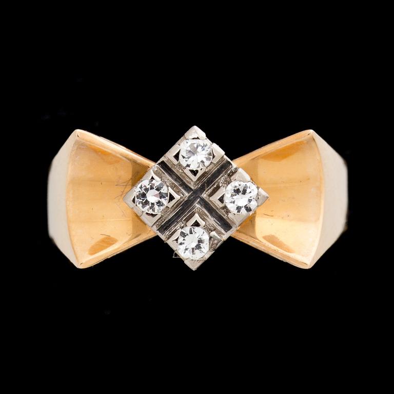 RING, 18 k, ca  0,12 ct. Vikt ca 5,5g.