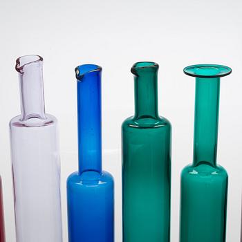 Nanny Still, a set of ten bottles signed Riihimäen Lasi O.Y Nanny Still.